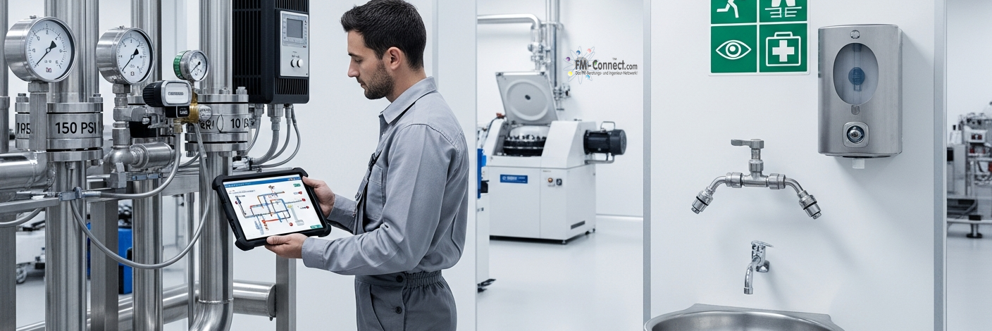 Zentrifugen, Augenduschen und Druckluftsystemen