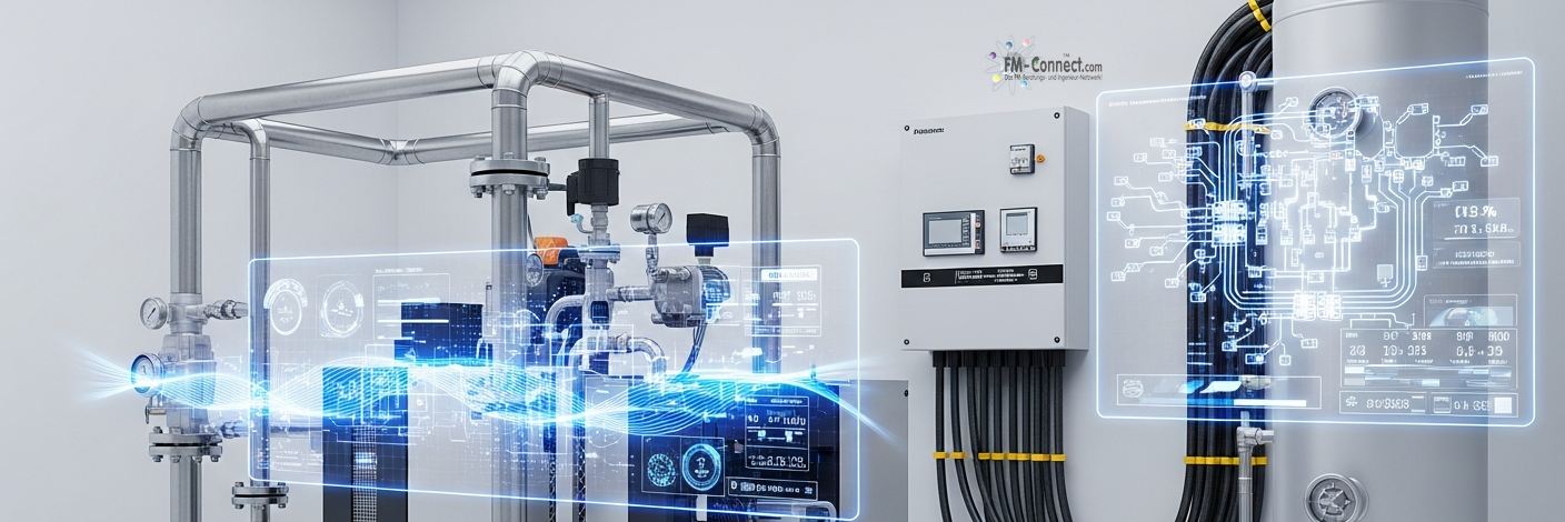 Zugängliche Anordnung mit definierten Sicherheits- und Wartungszonen im Druckluftsystem