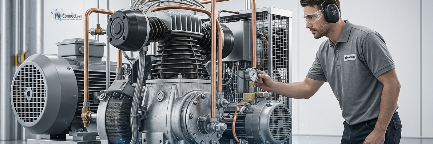 Erforderlicher Gehör- und Augenschutz in Kompressornähe